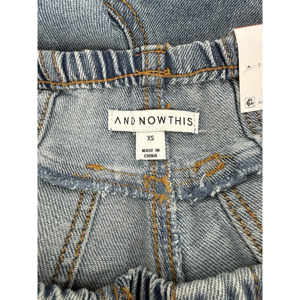 NWT And Now This Jeans Wide Leg Tie Waist Drapey Blue Med Wash Comfort Size XS - Picture 9 of 13